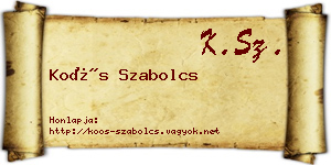 Koós Szabolcs névjegykártya